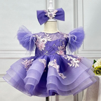 Baby Pink Floral Flower Dress Layered Ruffle Princess Dress｜KLFFLGID