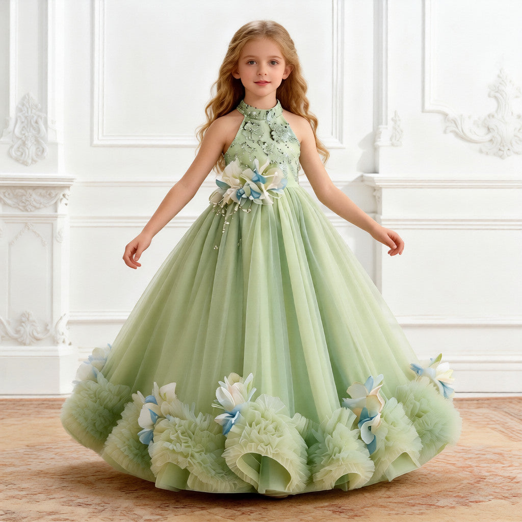 Children's catwalk stage performance dress, 3-12 years old  banquet evening dress, elegant girl princess dress