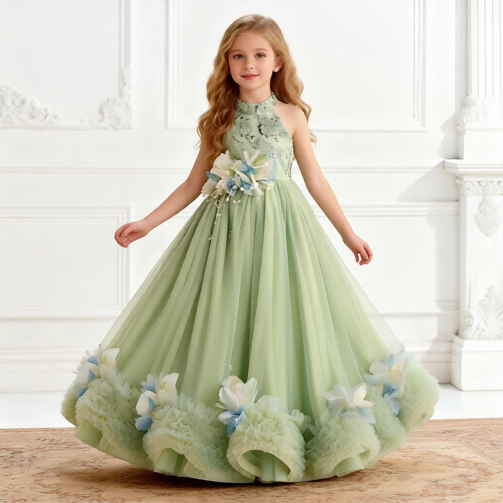 Children's catwalk stage performance dress, 3-12 years old  banquet evening dress, elegant girl princess dress