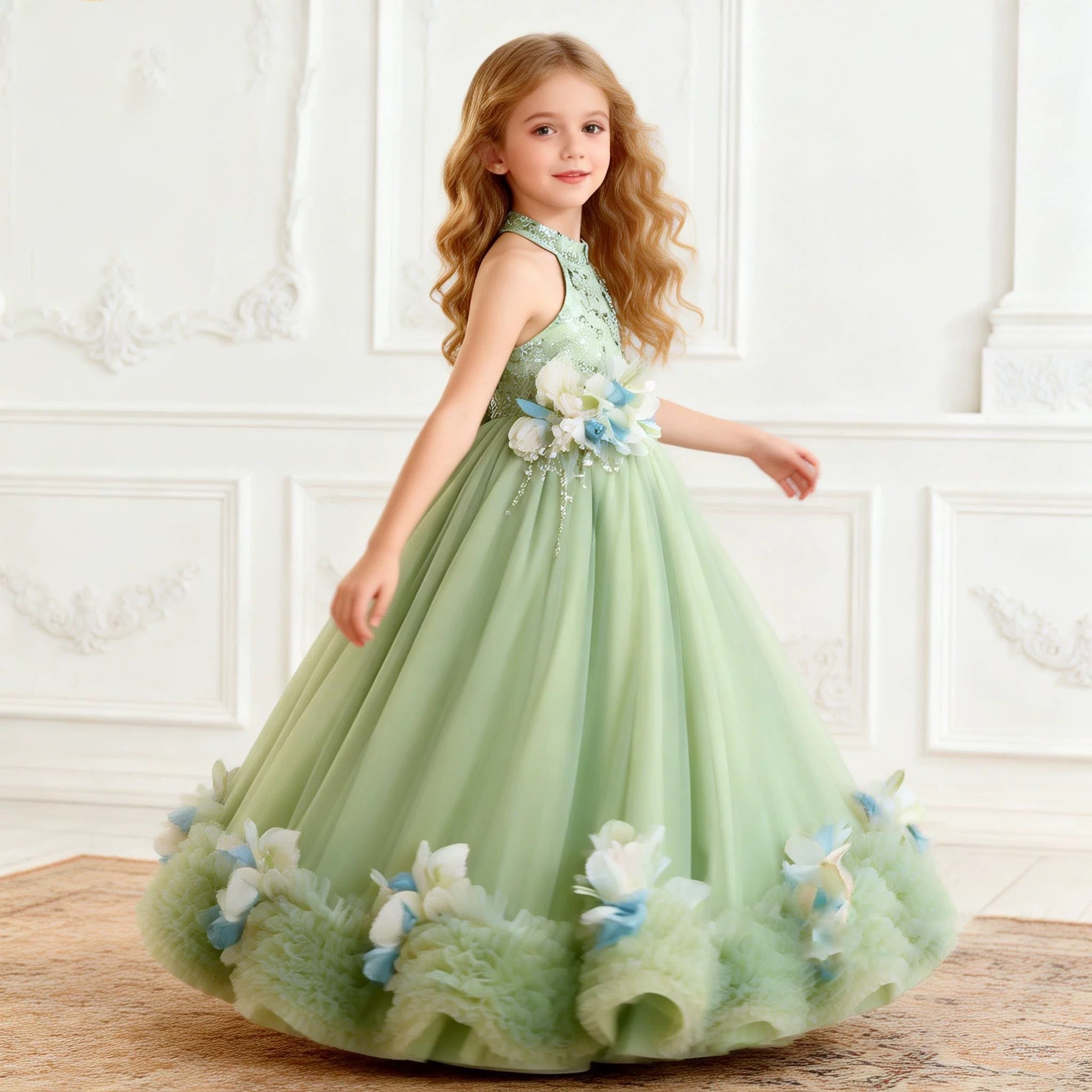 Children's catwalk stage performance dress, 3-12 years old  banquet evening dress, elegant girl princess dress