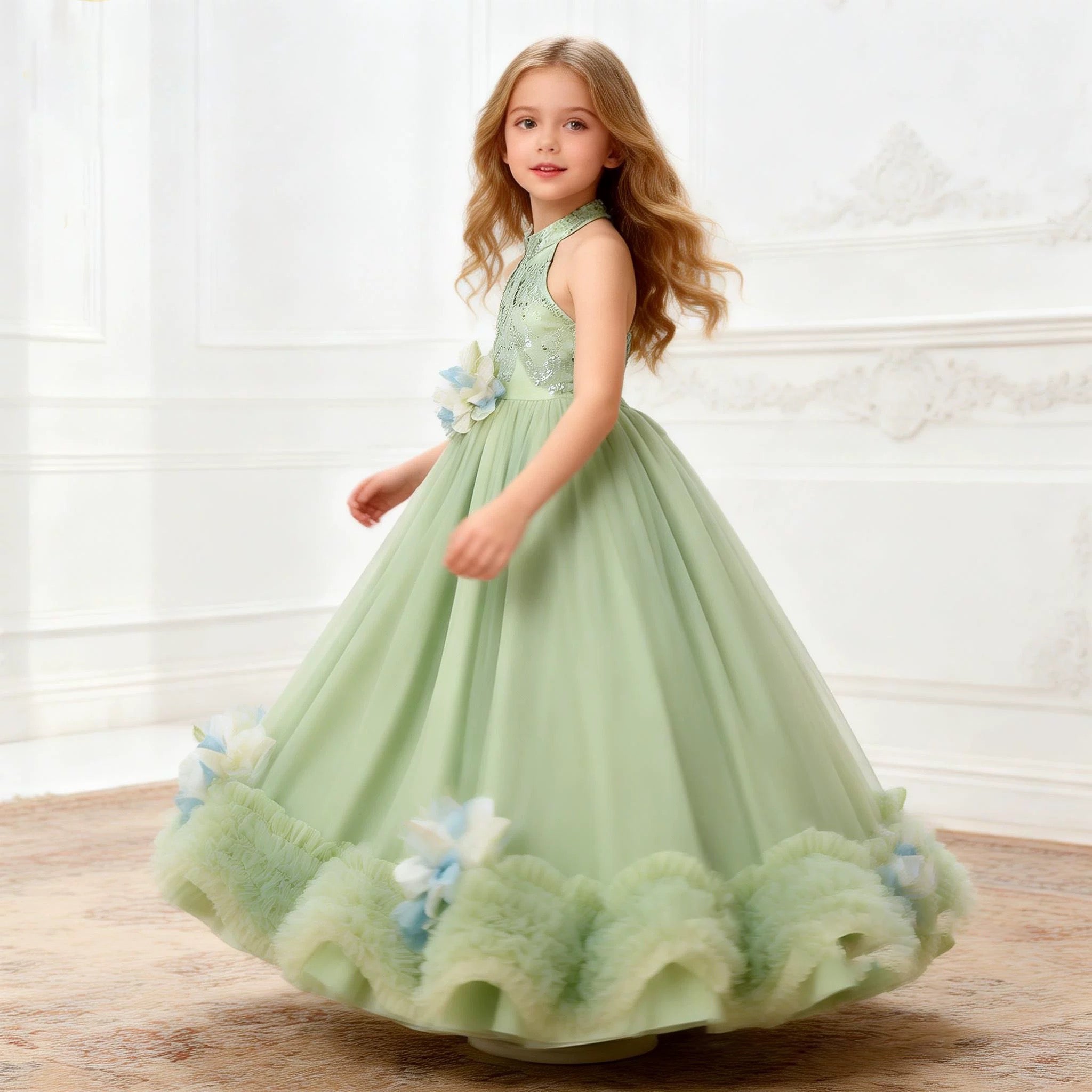 Children's catwalk stage performance dress, 3-12 years old  banquet evening dress, elegant girl princess dress