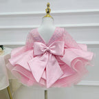 Satin Sequin Big Bow Fluffy Girls Birthday Princess Dress | KLFFIGID