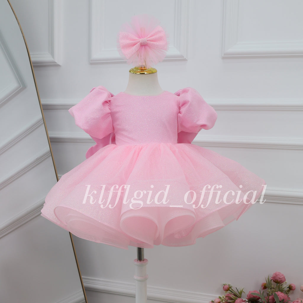 Baby's Birthday Dress with a Large Bow Glamorous pageant gown | KLFFLGID