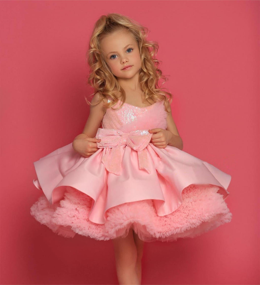 Elegant Flower & Feather Baby Wedding Party Dress | KLIFFIGID