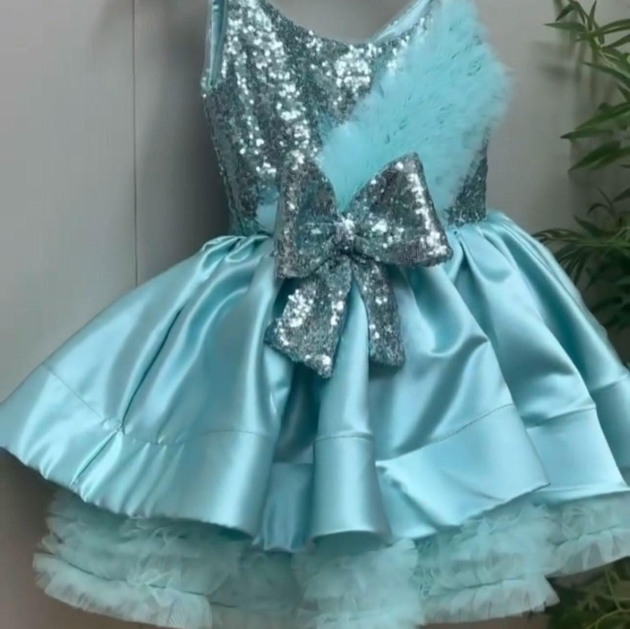 Elegant Flower & Feather Baby Wedding Party Dress | KLIFFIGID