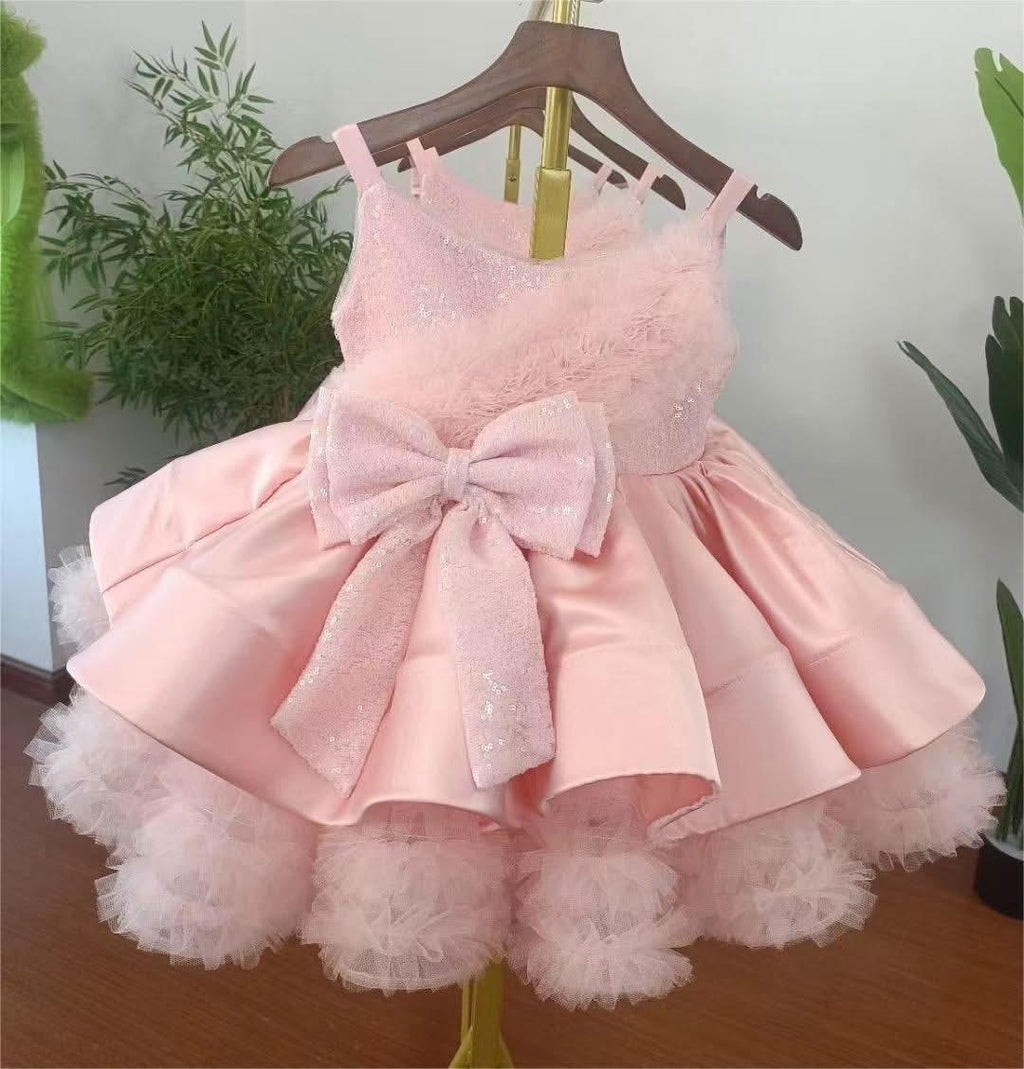 Elegant Flower & Feather Baby Wedding Party Dress | KLIFFIGID