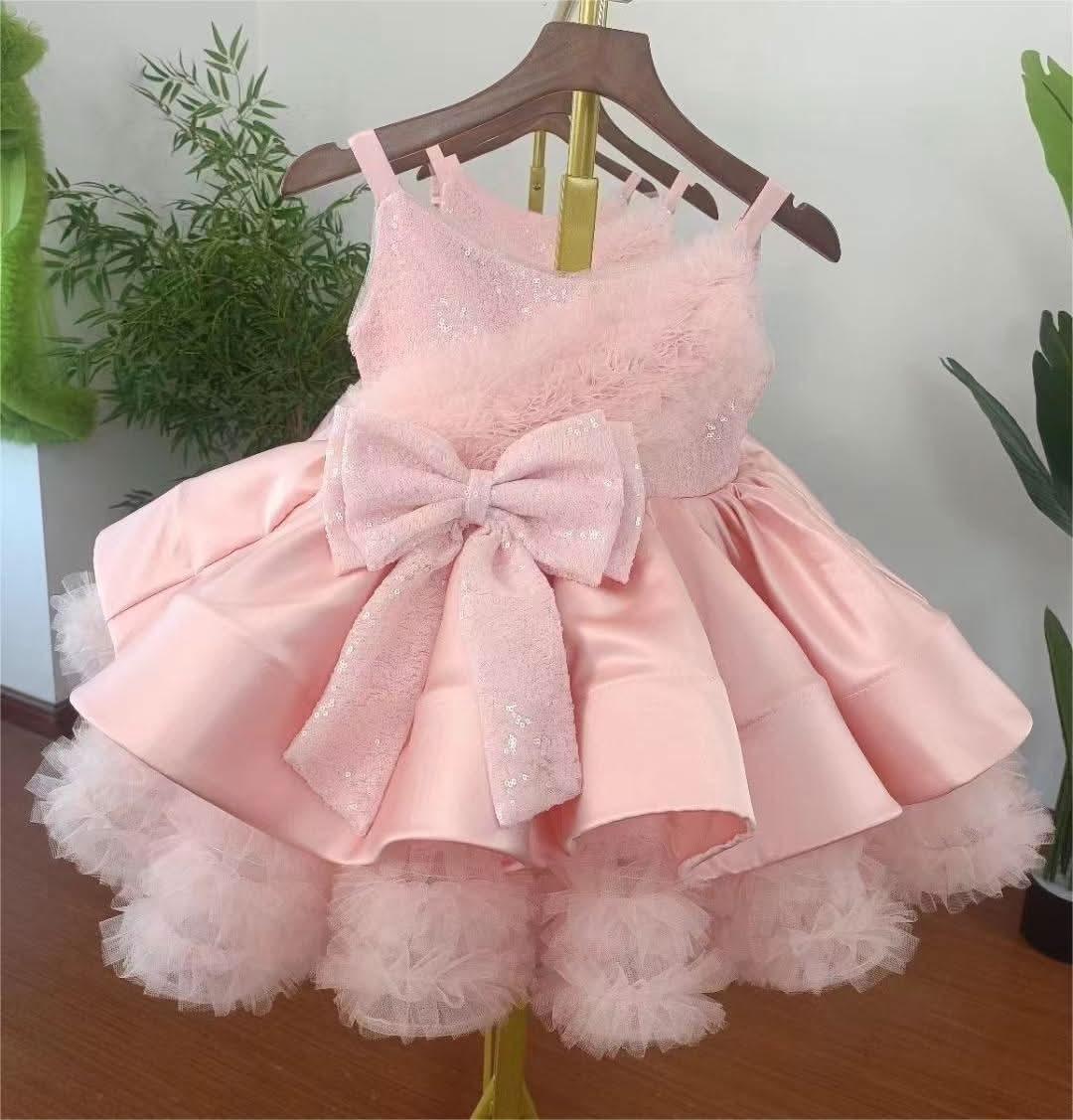 Elegant Flower & Feather Baby Wedding Party Dress | KLIFFIGID