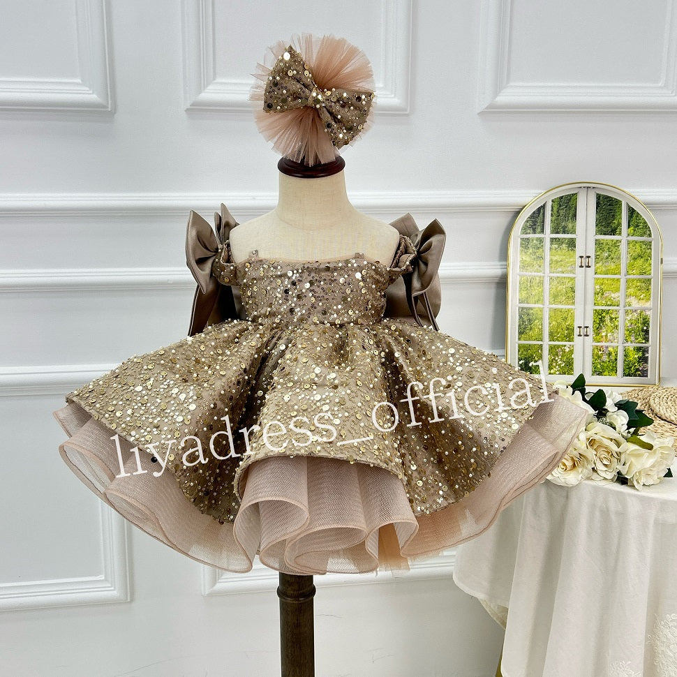 Baby's First Birthday Dress Glamorous Sequin Flower Girl Dress ｜KLFFLGID