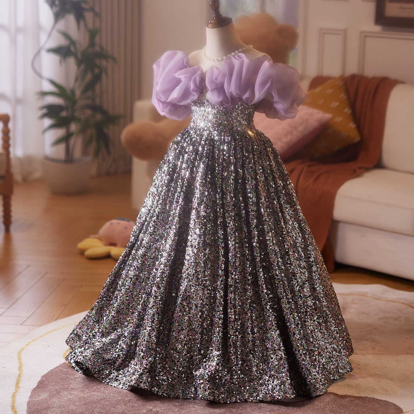 Girls elegant sequin party princess dress 2-12Yrs wear