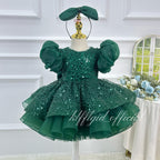 Baby's Birthday Dress Green Christmas dress for girls | KLFFIGID