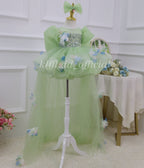 Floral Party Dress for Girls Green baby birthday dress | KLFFLGID