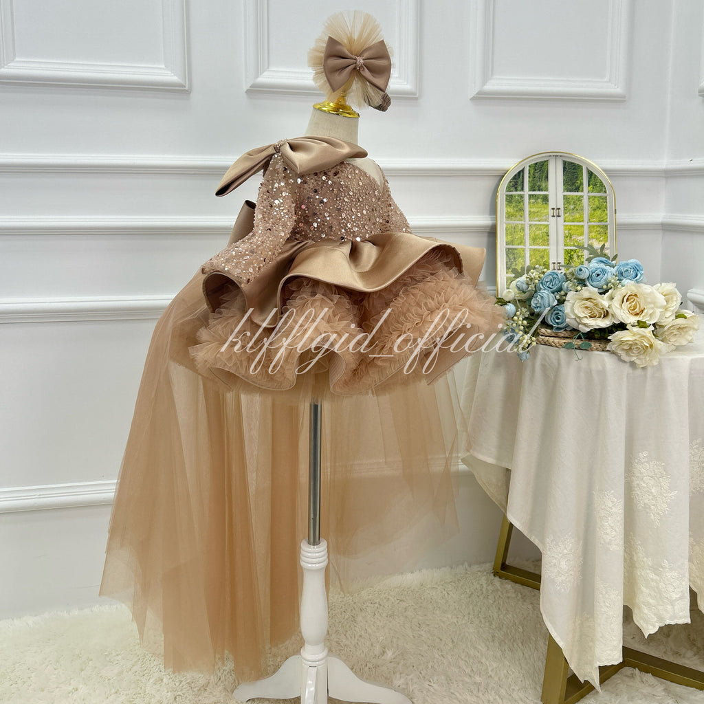 Baby 1st Birthday Luxury Sequin Dress for Little Girls | KLFFIGID