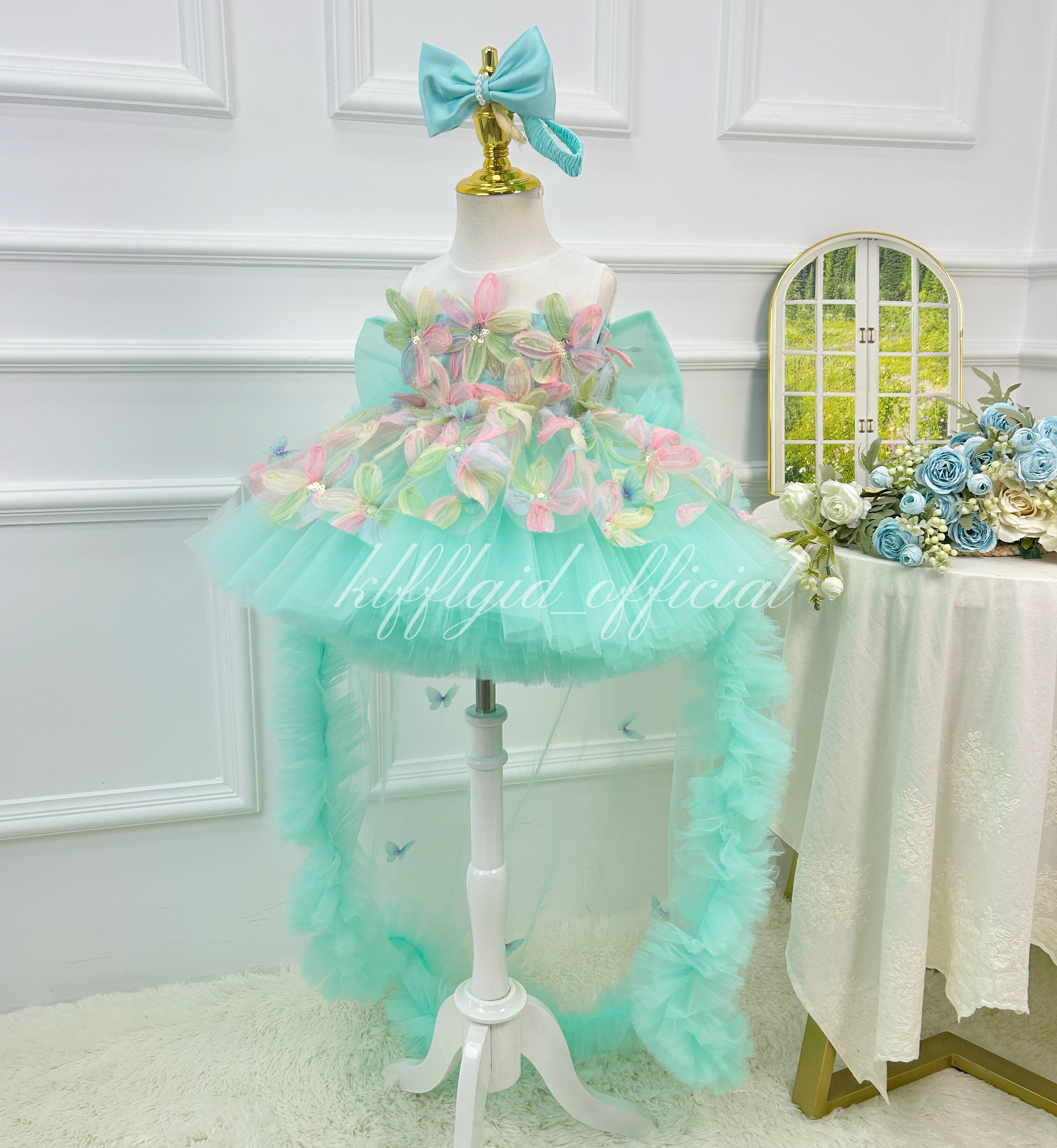 Floral Flower Girl Dress Baby's Birthday Party Dress | KLFFLGID
