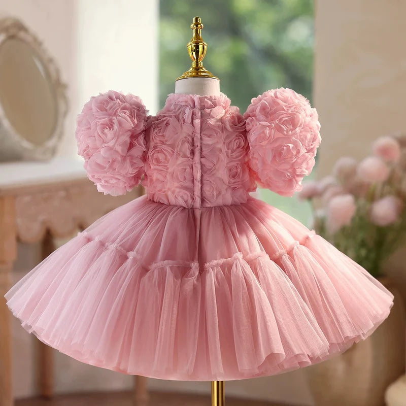 Baby Birthday Dress Wedding Flower Girl Dress 3D Floral Pageant Gown｜KLFFIGID