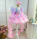 Fluffy Purple Birthday Party Baby Dress with Floral Details | KLFFIGID