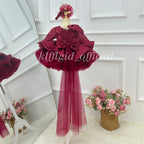 Red Christmas dress for girls Baby Birthday Dress Host's evening gown｜KLFFIGID