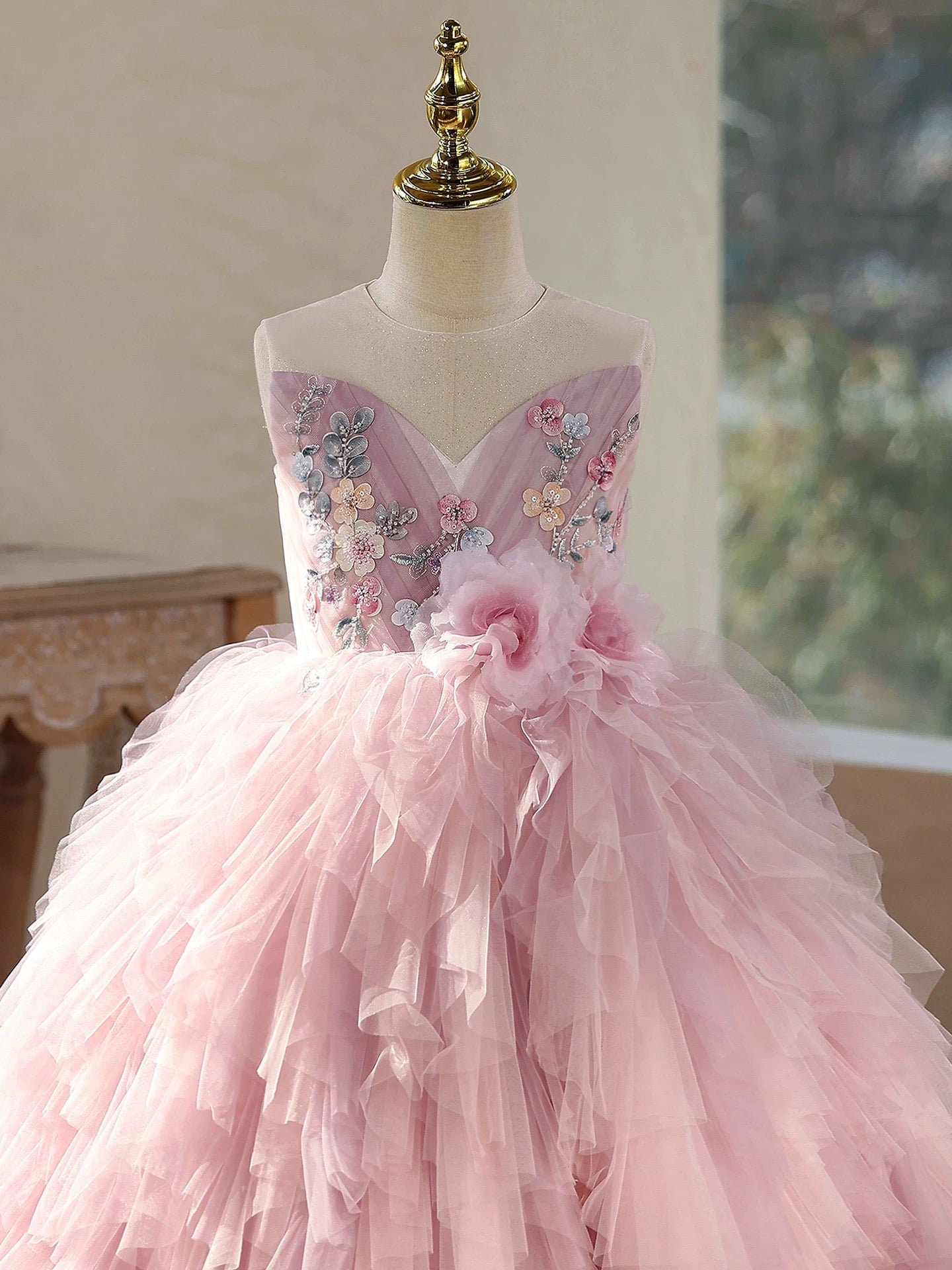 Girls' ballet dresses, children's long dresses, princess dresses for wedding flower girls aged 3-12, birthday dresses