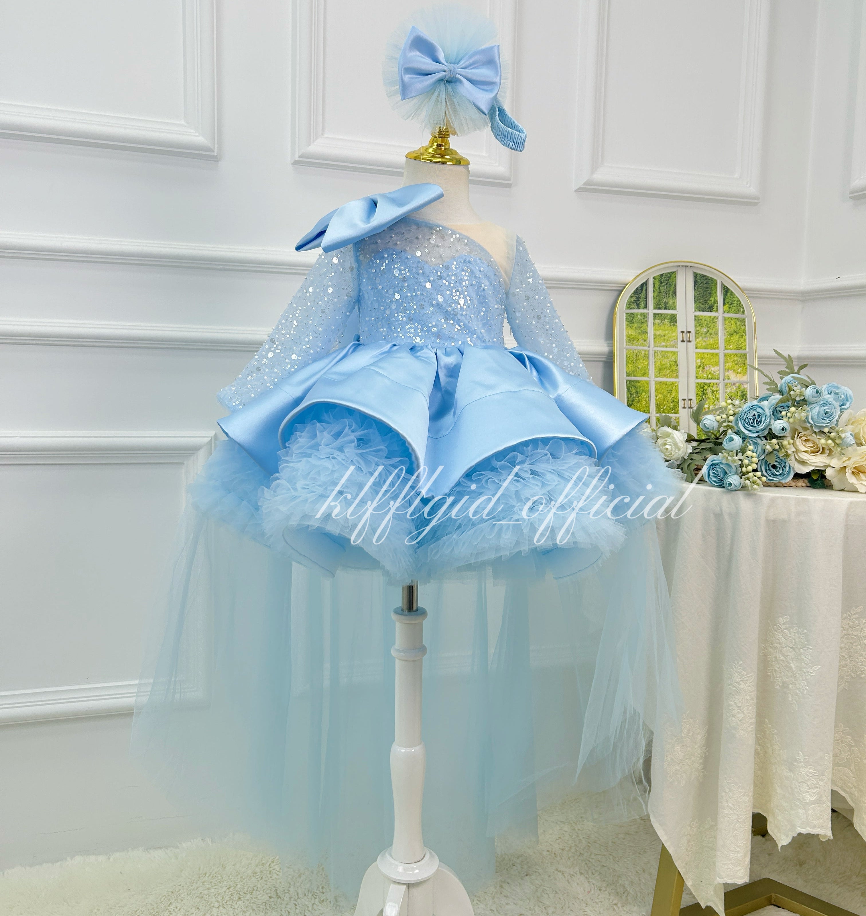 Baby 1st Birthday Luxury Sequin Dress for Little Girls | KLFFIGID
