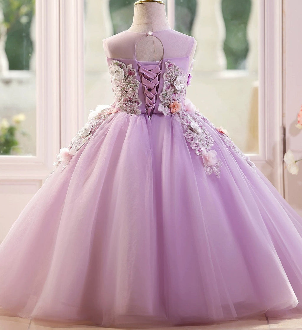 New children's evening dress lace elegant dress, birthday party girl princess dress, wedding flower long dress, competition evening dress