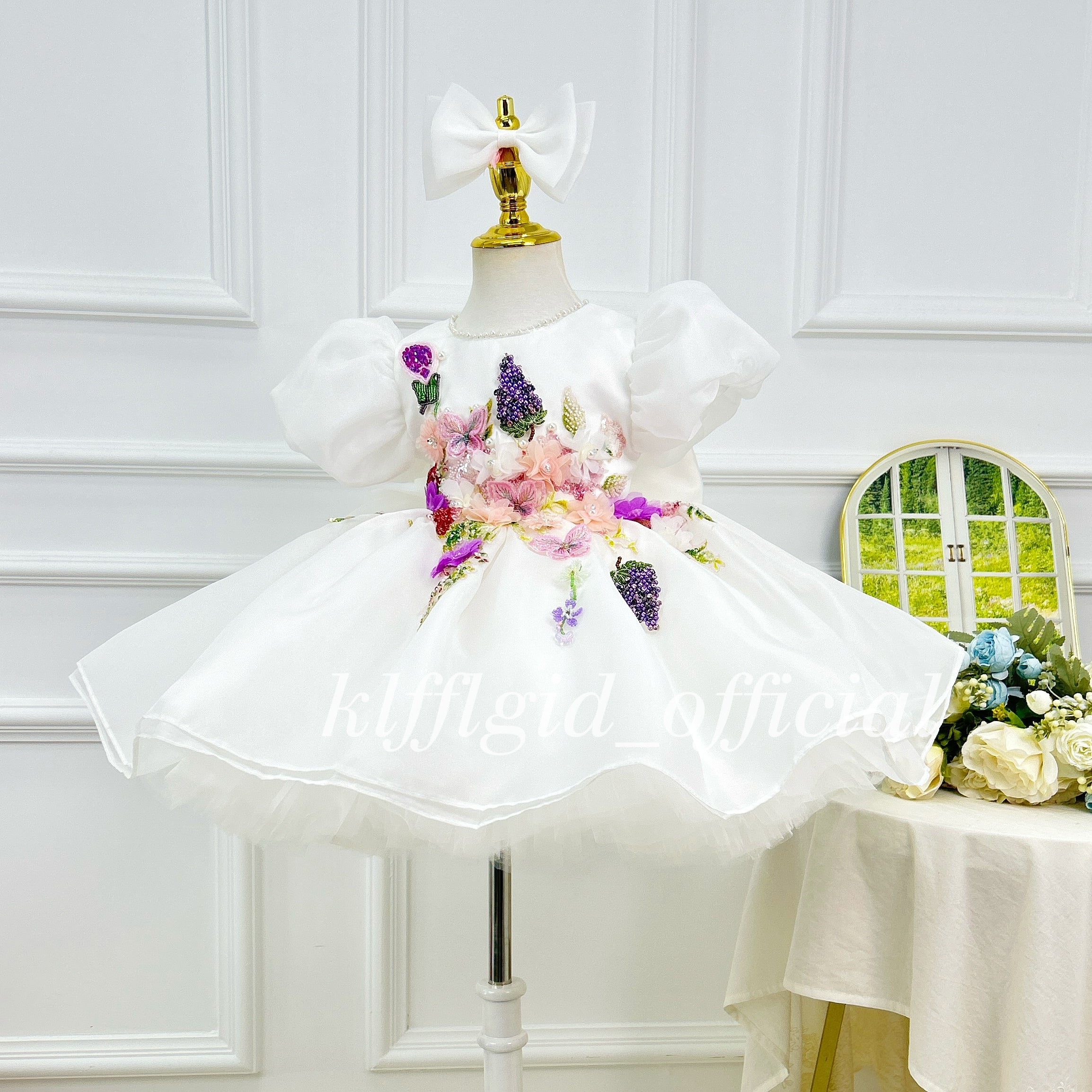 Birthday Princess Dress Luxury Girls Couture Stylish floral dress｜KLFFIGID