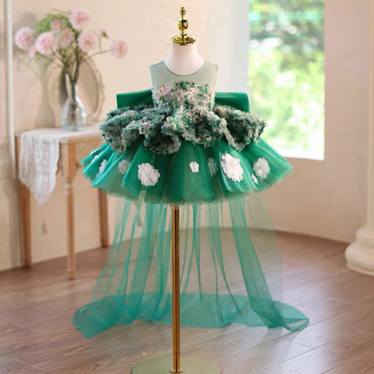 Green Christmas dress for girls Baby's Birthday Dress Pageant Gown｜KLFFIGID