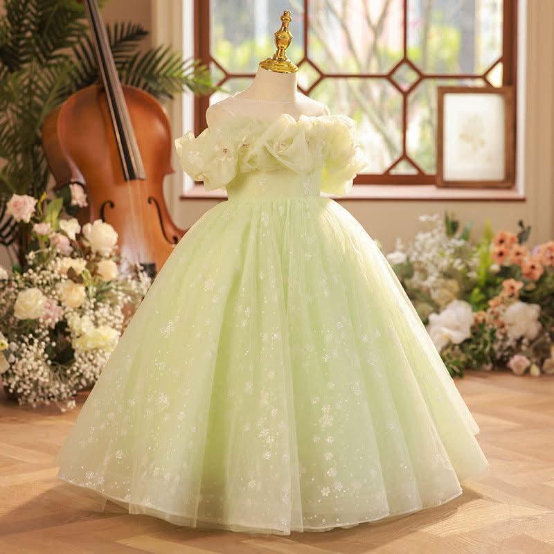 Fairy-like Light Green Dress Premium Tulle Children's Dress