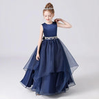 Dreamy Blue Gown for an Elegant Little Princess Multi-Layered Organza Dress for a Touch of Royal Playfulness