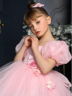 Dreamy Garden Rose Girl's Dress Little Princess Pink Tulle Gown