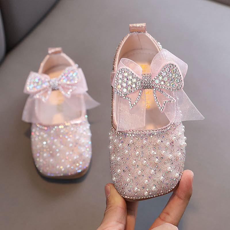 Sparkling Princess Shoes Elegant Kids Shoes Crystal and Pearl Dream Design