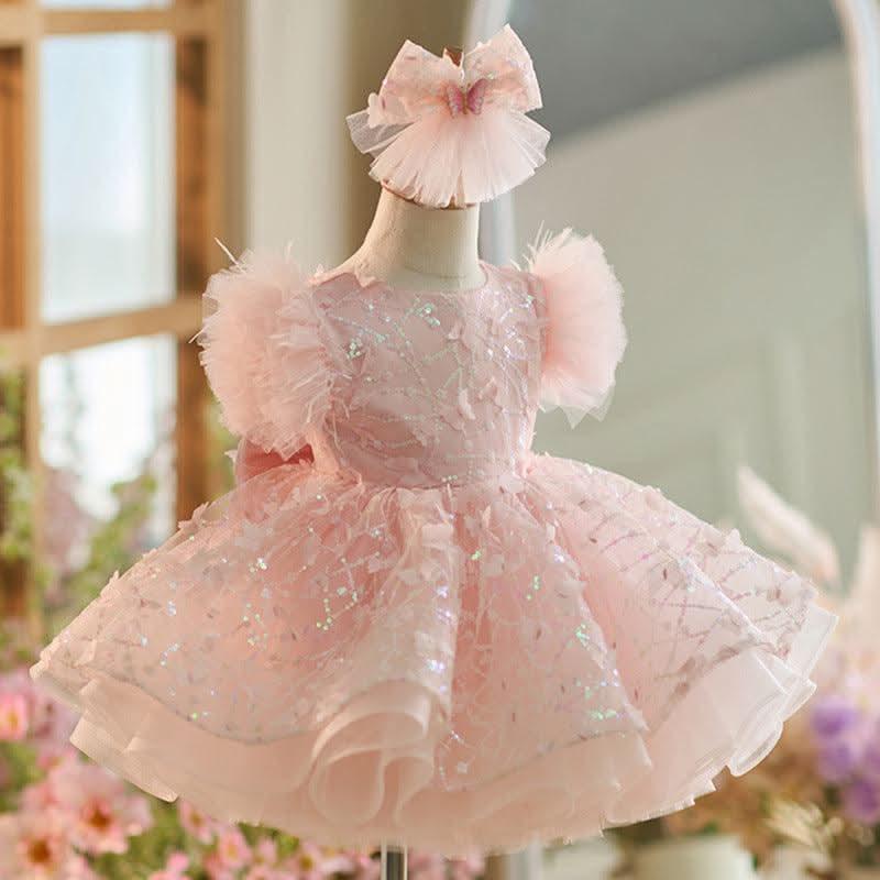 Sleeveless Butterfly Dreamy Princess Puff Flower Girl Dress | KLFFIGID