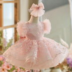 Sleeveless Butterfly Dreamy Princess Puff Flower Girl Dress | KLFFIGID