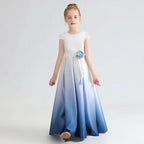 Elegant Gradient Blue, Create a Fairy-Tale Princess Dream A Dress that Combines Sophistication and Sweetness Romantic Touch with Floral Waist Detail