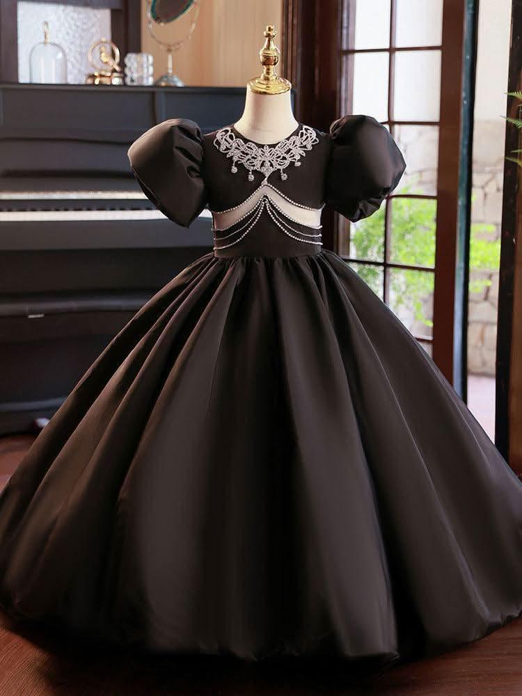 Noble and Elegant Puff Sleeve Girl's Dress High-end and Stylish Girl's Dress
