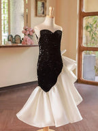 Elegant Princess Dress Shimmering Black and White Gown