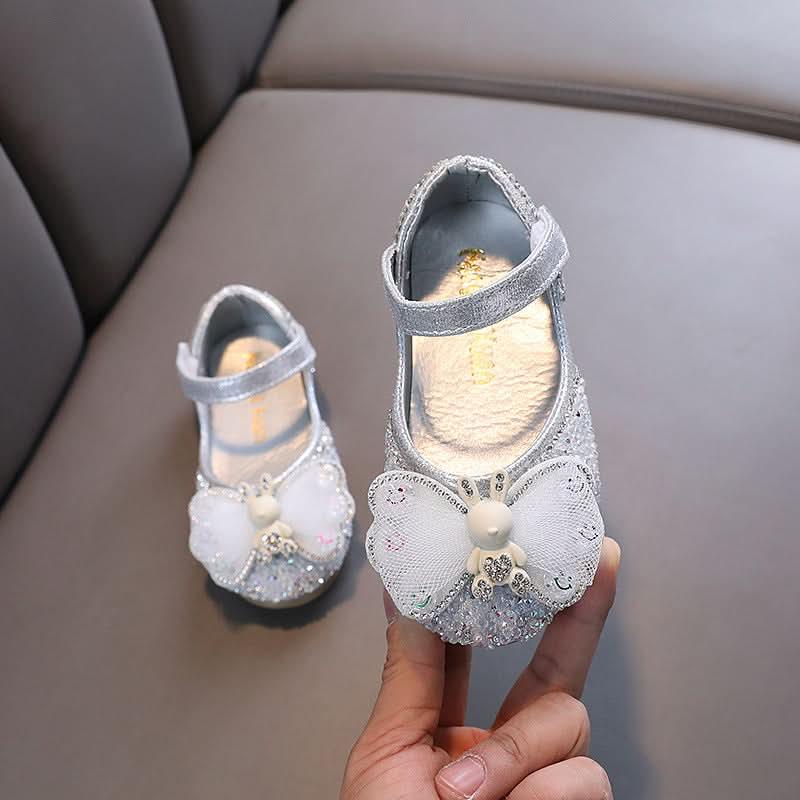 Soft & Comfortable: Easy Velcro Closure Stylish Kids' Shoes for All Occasions Perfect Blend of Glitter Rhinestones & Bows