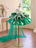 Green Christmas dress for girls Baby's Birthday Dress Pageant Gown｜KLFFIGID