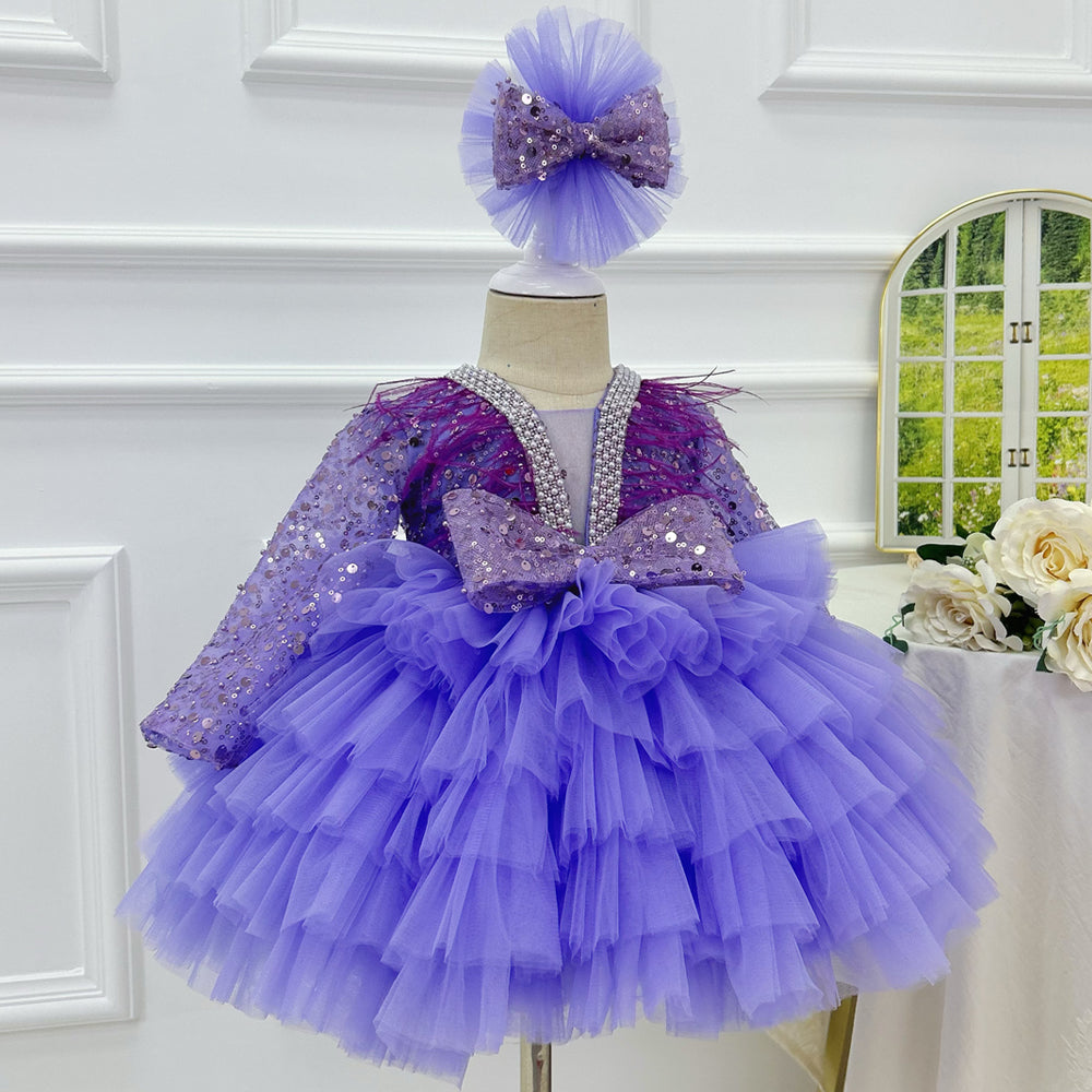 Girls Birthday Dress Gorgeous V-neck pageant gown for girls | KLFFIGID