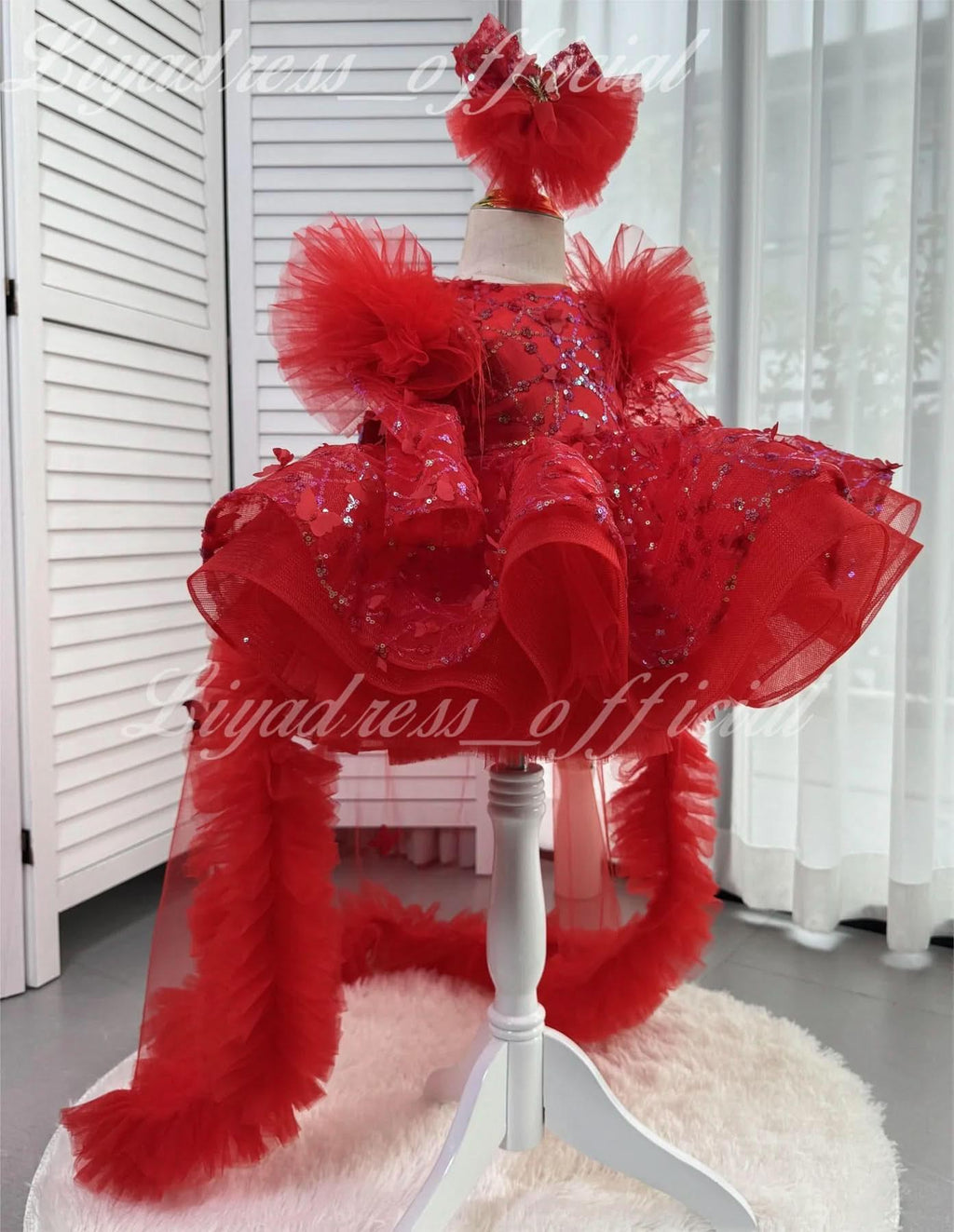 Butterfly Fluffy Princess Dress Long Sleeve Christmas & Birthday Outfit | KLFFIGID