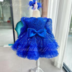 Girls Sequin Long Sleeve Evening Party Princess Dress | KLFFIGID