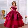 5-12 year old girls flower princess dress birthday party host catwalk dress