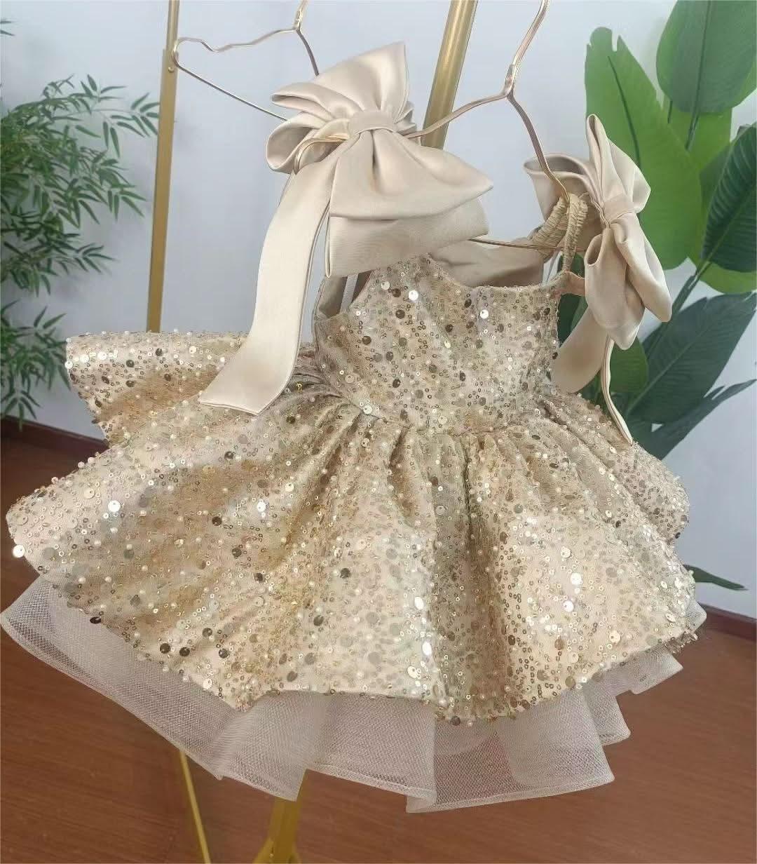 Baby's First Birthday Dress Glamorous Sequin Flower Girl Dress ｜KLFFLGID