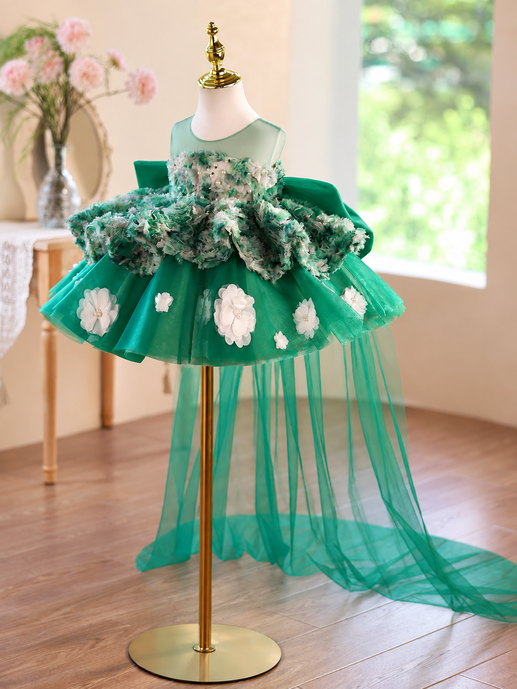 Green Christmas dress for girls Baby's Birthday Dress Pageant Gown｜KLFFIGID