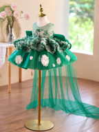Green Christmas dress for girls Baby's Birthday Dress Pageant Gown｜KLFFIGID