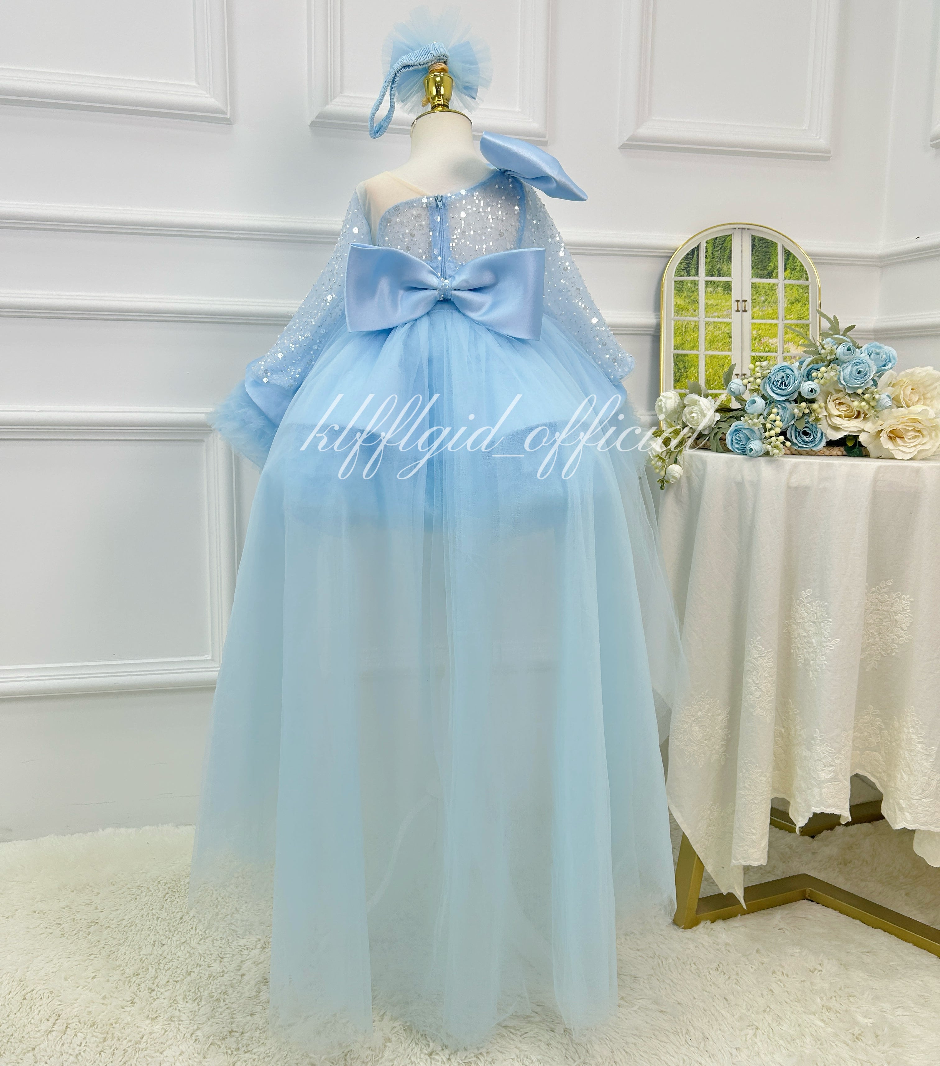 Baby 1st Birthday Luxury Sequin Dress for Little Girls | KLFFIGID