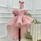Rose Adorned Short Sleeve Princess Dress for Baby Girls | KLFFIGID