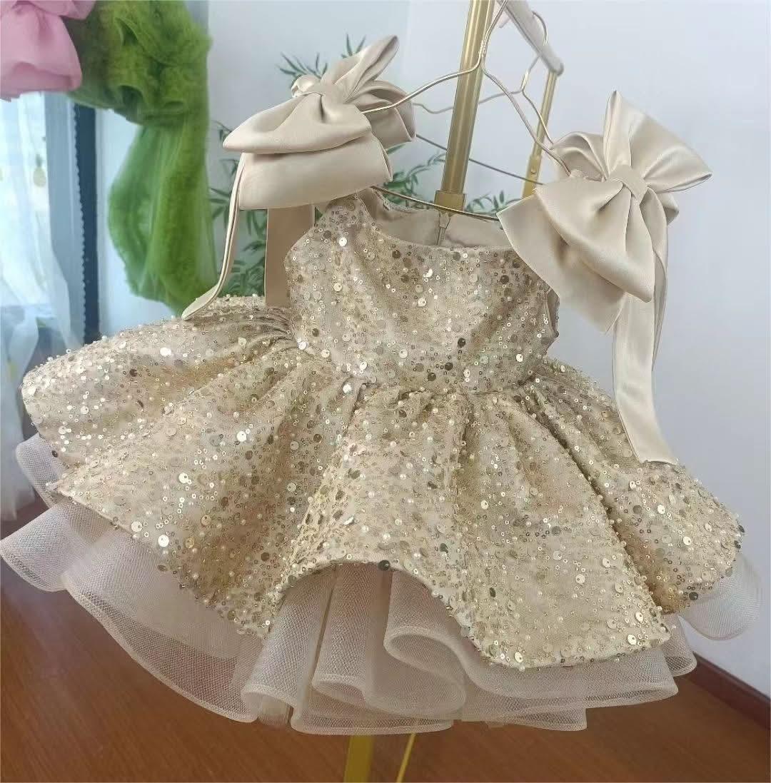 Baby's First Birthday Dress Glamorous Sequin Flower Girl Dress ｜KLFFLGID