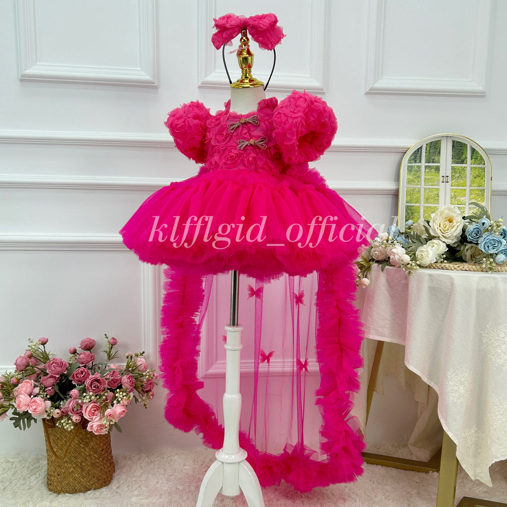 Baby Birthday Dress Floral pageant dress for girls Wedding flower｜KLFFIGID