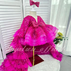 Cute Sequin Mesh Tiered Princess Dress with Train | KLFFIGID