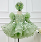 0-12Y Girls Long Sleeve Butterfly Embroidered Princess Dress | KLFFLGID