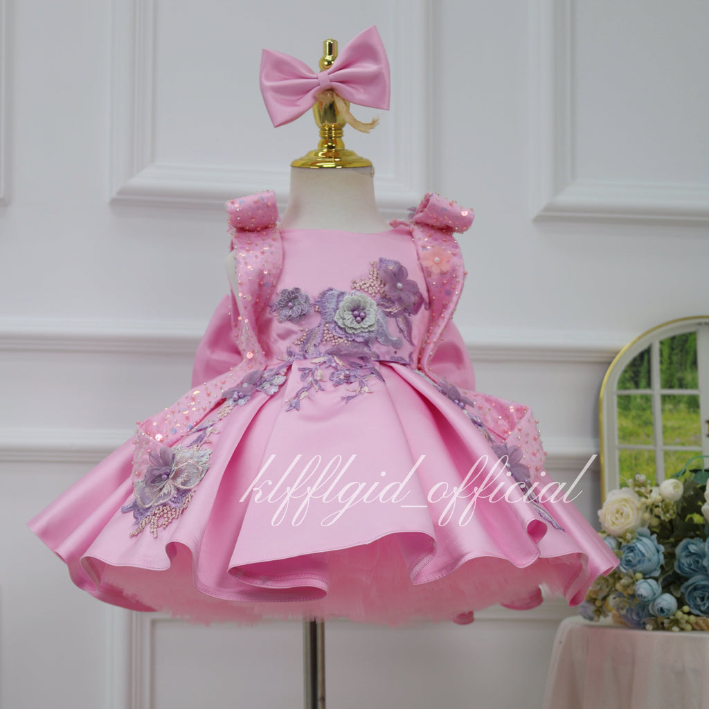 Baby Birthday Dress Gorgeous Flower Girl Dress Floral Embroidery Dress ｜KLFFIGID